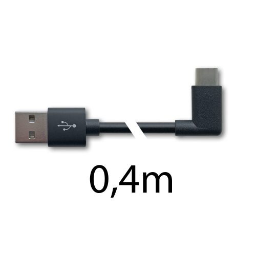 USB-A -> USB-C kábel 90º 0,4m